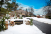 Minerals Resort &amp; Spa sign covered in snow