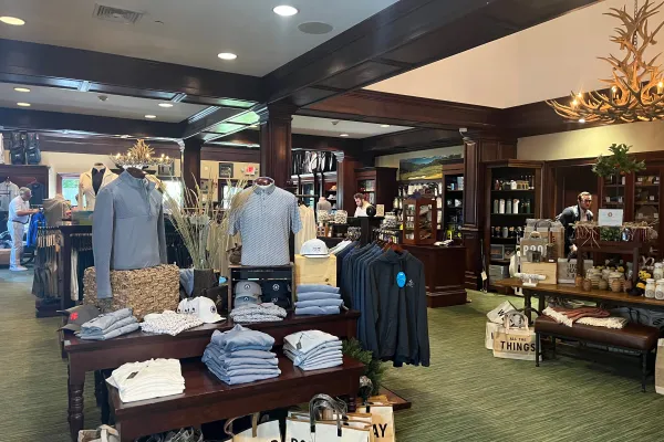 Winter merchandise displays at the Pro Shop