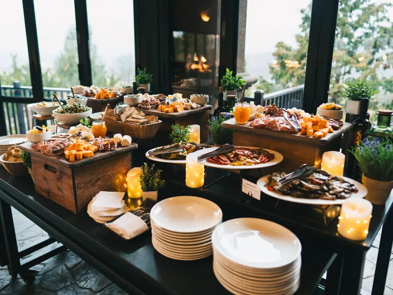 Food display in rotunda.